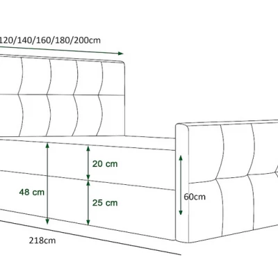 Boxspring-Doppelbett VASILISA COMFORT 1 – 200x200, Hellgrün