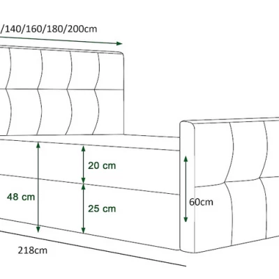 Boxspring-Doppelbett VASILISA 3 – 140x200, Hellbraun