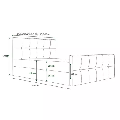 Boxspring-Doppelbett VASILISA 3 – 200x200, Hellbraun