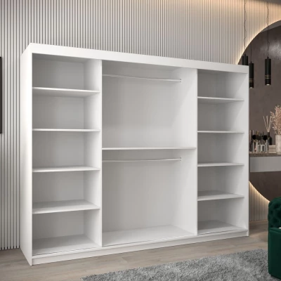 Kleiderschrank mit Spiegel ANNA – Breite 250 cm, weiß