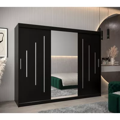 Kleiderschrank mit Spiegel ANNA – Breite 250 cm, schwarz