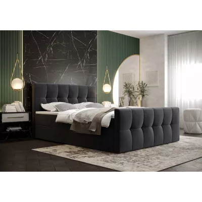 Boxspringbett mit Stauraum ELIONE COMFORT – 200x200, Graphit hell