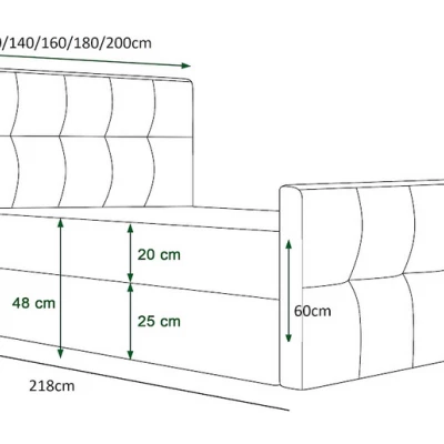 Boxspringbett mit Stauraum ELIONE COMFORT – 180x200, Graphit hell