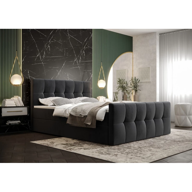 Boxspringbett mit Stauraum ELIONE COMFORT – 180x200, Graphit hell