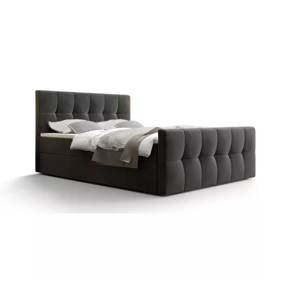 Boxspringbett mit Stauraum ELIONE COMFORT – 200x200, Asche