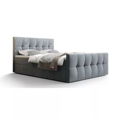 Boxspringbett mit Stauraum ELIONE COMFORT – 200x200, Blau