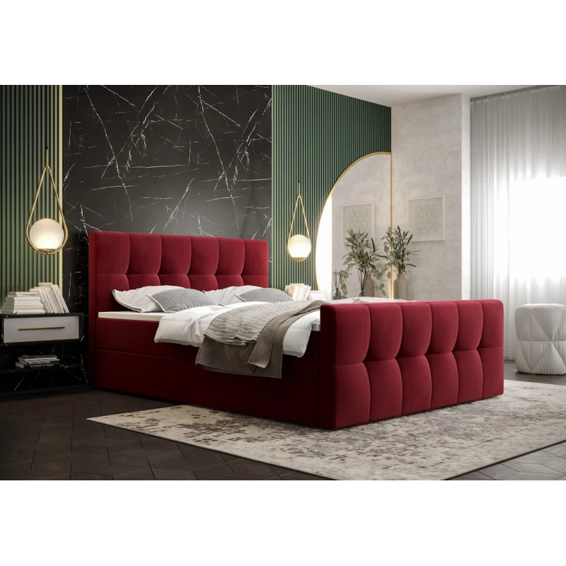 Boxspringbett mit Stauraum ELIONE COMFORT – 200x200, Rot