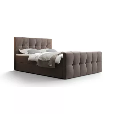 Boxspringbett mit Stauraum ELIONE – 200x200, Milchschokolade