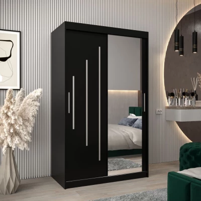 Kleiderschrank mit Spiegel MILADA – Breite 120 cm, schwarz