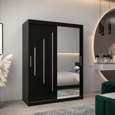 Kleiderschrank mit Spiegel ROZALIE – Breite 150 cm, schwarz