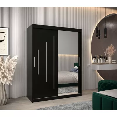 Kleiderschrank mit Spiegel ROZALIE – Breite 150 cm, schwarz