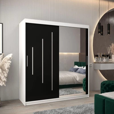 Kleiderschrank mit Spiegel LISA – Breite 180 cm, weiß / schwarz