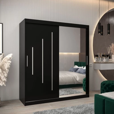 Kleiderschrank mit Spiegel LISA – Breite 180 cm, schwarz