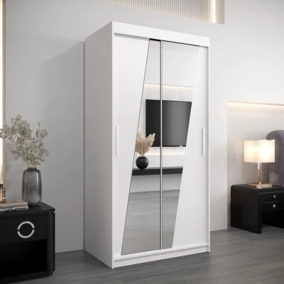 Kleiderschrank mit Spiegeln ERIKA – Breite 100 cm, weiß