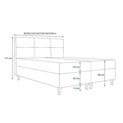 Boxspringbett mit Stauraum DORINA COMFORT – 180x200, Asche