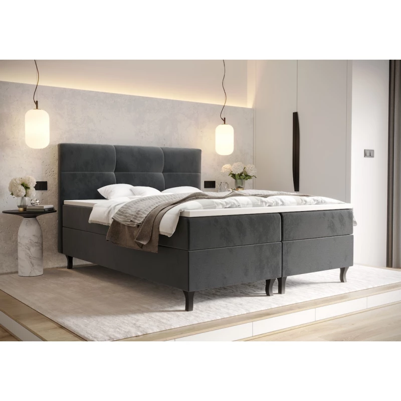 Boxspringbett mit Stauraum DORINA – 200x200, Asche