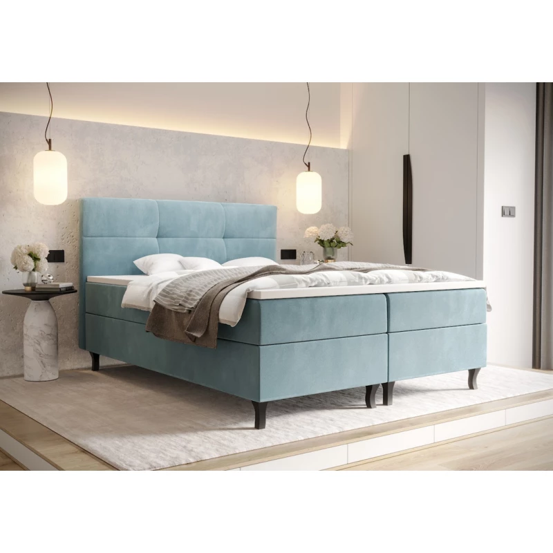 Boxspringbett mit Stauraum DORINA COMFORT – 200x200, Graublau