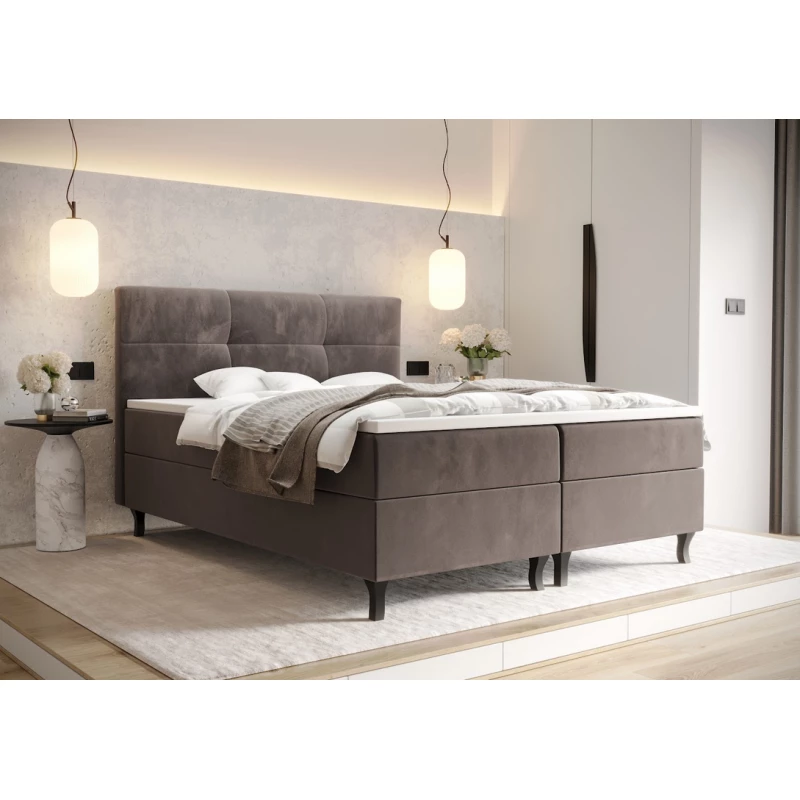 Boxspringbett mit Stauraum DORINA COMFORT – 200x200, Milchschokolade