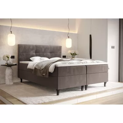 Boxspringbett mit Stauraum DORINA COMFORT – 200x200, Milchschokolade