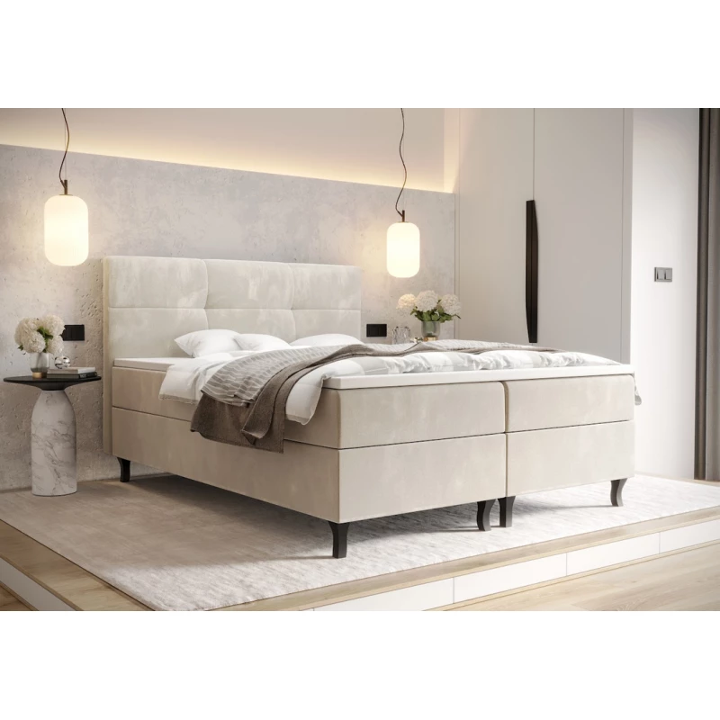 Boxspringbett mit Stauraum DORINA COMFORT – 200x200, Beige