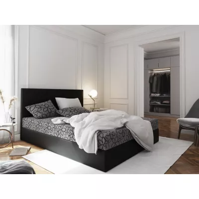 Boxspringbett mit Stauraum LUDMILA COMFORT – 160x200, Grau / Schwarz