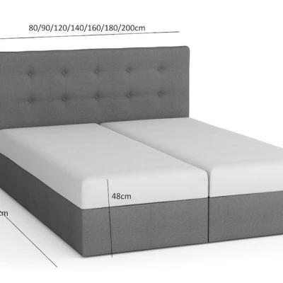 Boxspringbett mit Stauraum LUDMILA – 200x200, Grau / Weiß