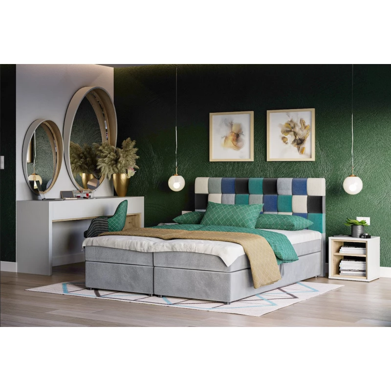 Boxspringbett mit Stauraum SAVA – 200x200, Blau