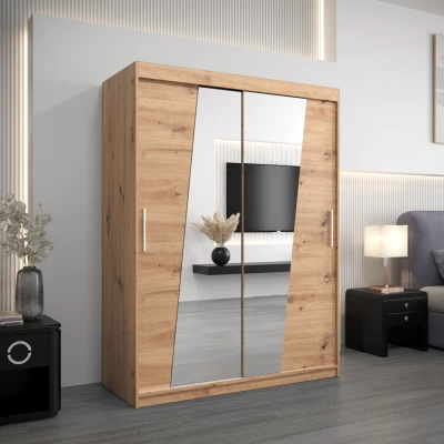 Kleiderschrank mit Spiegeln ELVIRA – Breite 150 cm, Eiche artisan