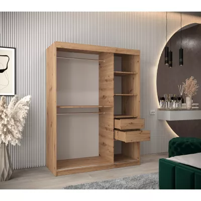 Kleiderschrank mit Spiegeln ELVIRA – Breite 150 cm, Eiche artisan