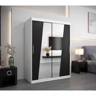 Kleiderschrank mit Spiegeln ELVIRA – Breite 150 cm, weiß / schwarz