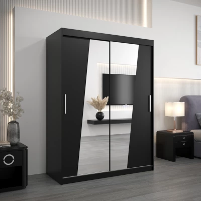 Kleiderschrank mit Spiegeln ELVIRA – Breite 150 cm, schwarz