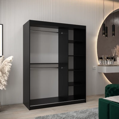 Kleiderschrank mit Spiegeln ELVIRA – Breite 150 cm, schwarz / Eiche artisan