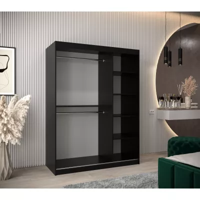 Kleiderschrank mit Spiegeln ELVIRA – Breite 150 cm, schwarz / Eiche artisan