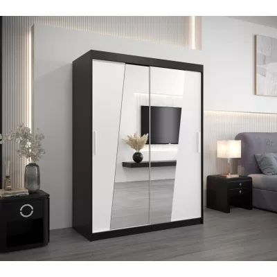 Kleiderschrank mit Spiegeln ELVIRA – Breite 150 cm, schwarz / weiß