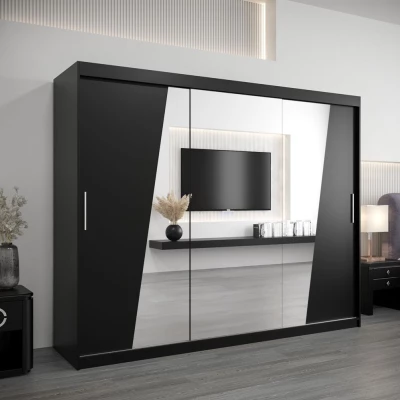 Schwebetürenschrank GABRIELA – Breite 250 cm, Schwarz