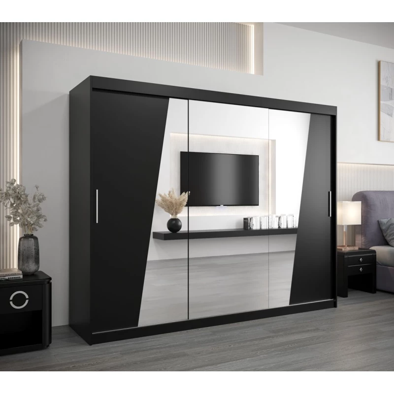 Schwebetürenschrank GABRIELA – Breite 250 cm, Schwarz