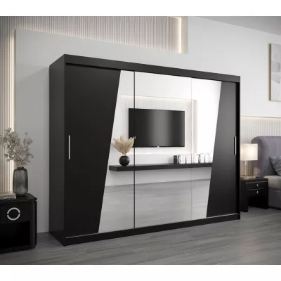 Schwebetürenschrank GABRIELA – Breite 250 cm, Schwarz