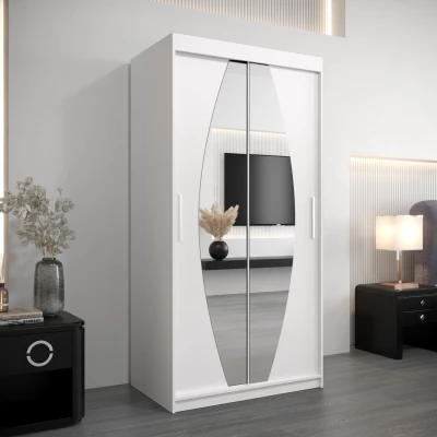 Kleiderschrank mit Spiegeln TAMARA – Breite 100 cm, weiß