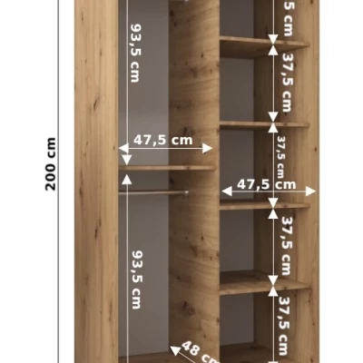 Kleiderschrank mit Spiegeln TAMARA – Breite 100 cm, weiß