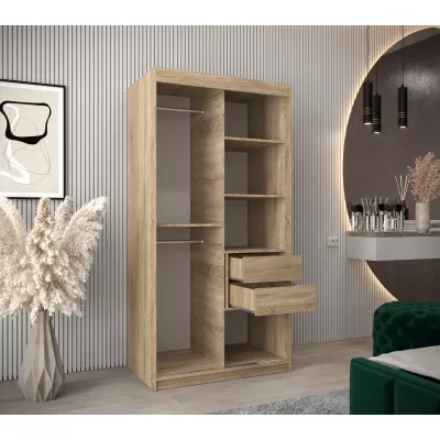 Kleiderschrank mit Spiegeln TAMARA – Breite 100 cm, Eiche sonoma