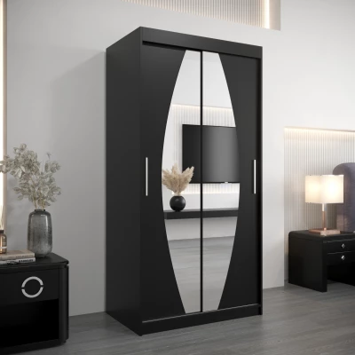 Kleiderschrank mit Spiegeln TAMARA – Breite 100 cm, schwarz