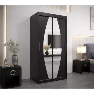 Kleiderschrank mit Spiegeln TAMARA – Breite 100 cm, schwarz