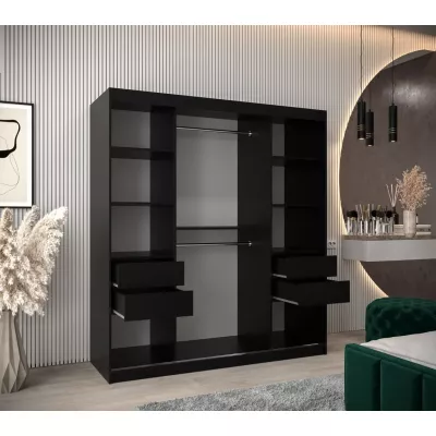 Schwebetürenschrank DITA – Breite 180 cm, Schwarz / Eiche Sonoma