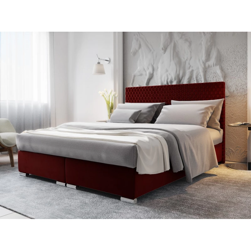 Polsterdoppelbett HENIO – 200x200, rot