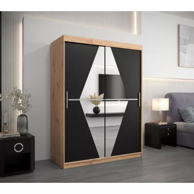 Schwebetürenschrank SARA – Breite 180 cm, Eiche Artisan / Schwarz