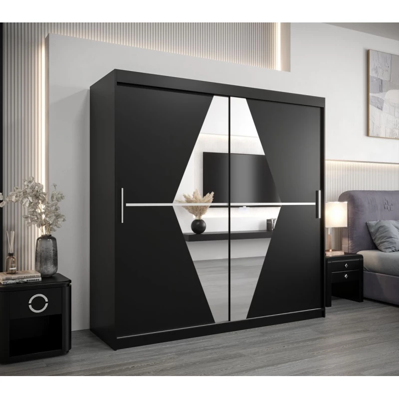 Kleiderschrank LAURA – Breite 200 cm, schwarz