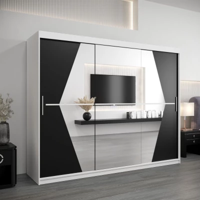 Kleiderschrank SAMANTA – Breite 250 cm, weiß / schwarz