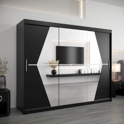 Kleiderschrank SAMANTA – Breite 250 cm, schwarz