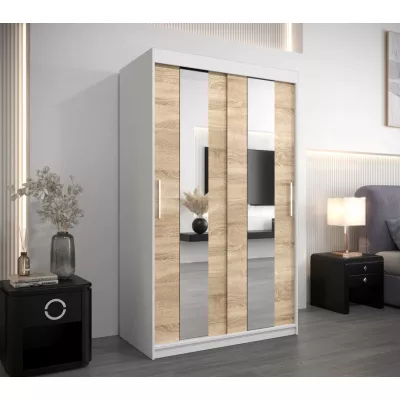 Kleiderschrank mit Spiegeln DIANA – Breite 120 cm, weiß / Eiche sonoma