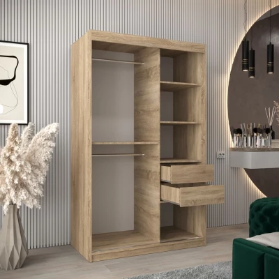 Kleiderschrank mit Spiegeln DIANA – Breite 120 cm, Eiche sonoma